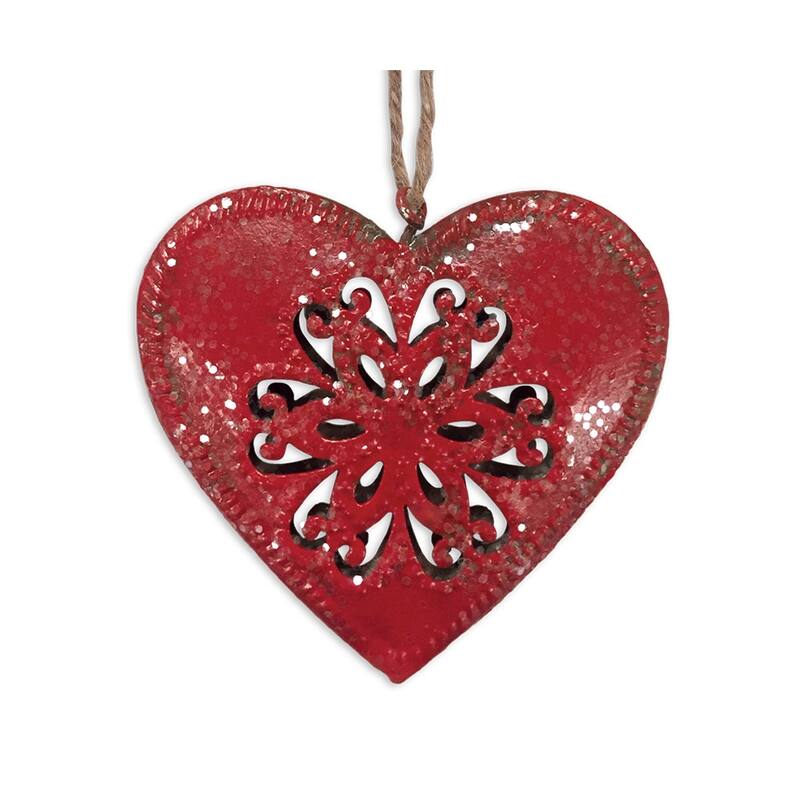 Red Heart Ornament, Set of 6
