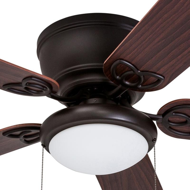 Bronze 52” Walnut/Maple Blades Prominence Home 51429 Benton Hugger/Low Profile Ceiling Fan LED Globe Light