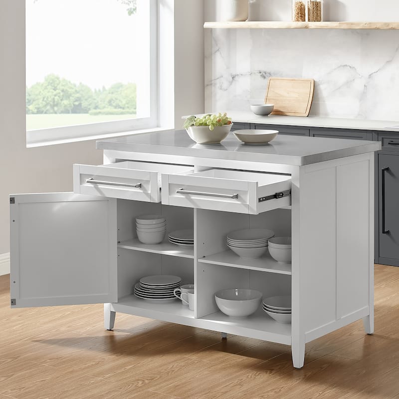 Crosley Silvia Stainless Steel Top Kitchen Island - 28"d x 46"w x 36.5"h