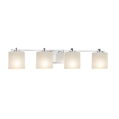 Justice Design Fusion Era 4-light Polished Chrome Bath Bar, Weave Oval Shade - Silver