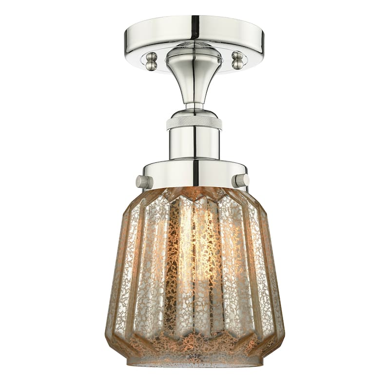 Innovations Lighting Chatham - 1 Light 7" Semi-Flush Mount - Mercury/Polished Nickel
