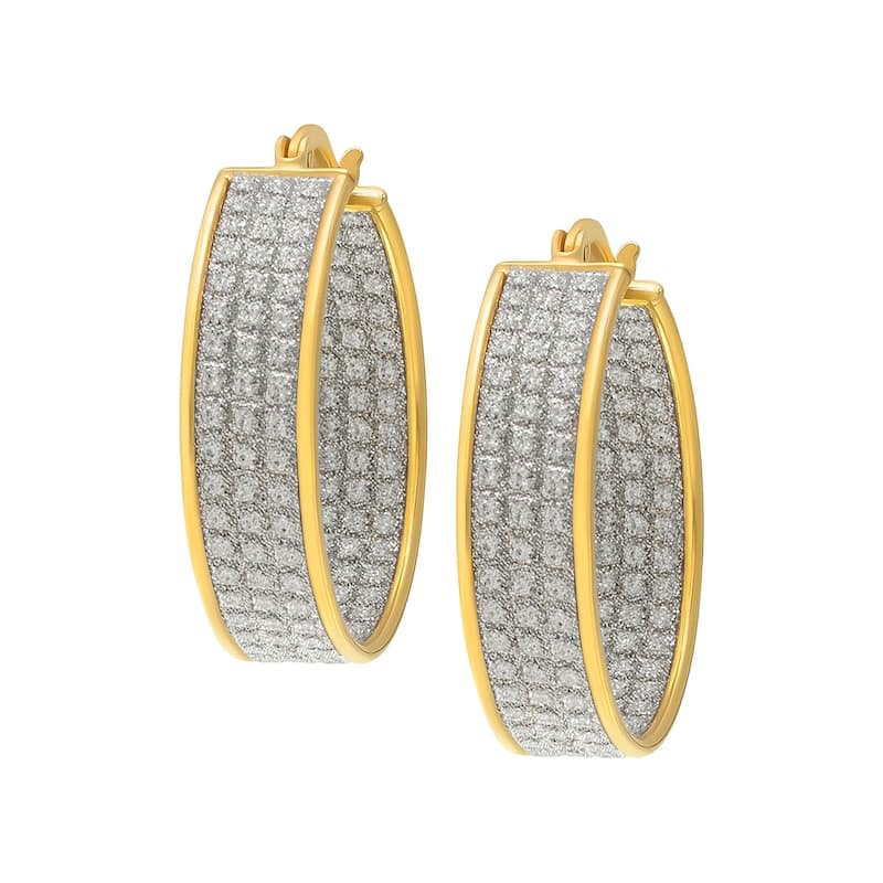 Victoria Townsend Yellow Gold over Sterling Silver Shiny Hoop Earrings - White