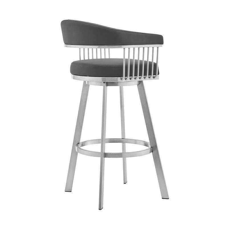 Naomi and Chelsea Counter Height Dining Set in Grey Faux Leather