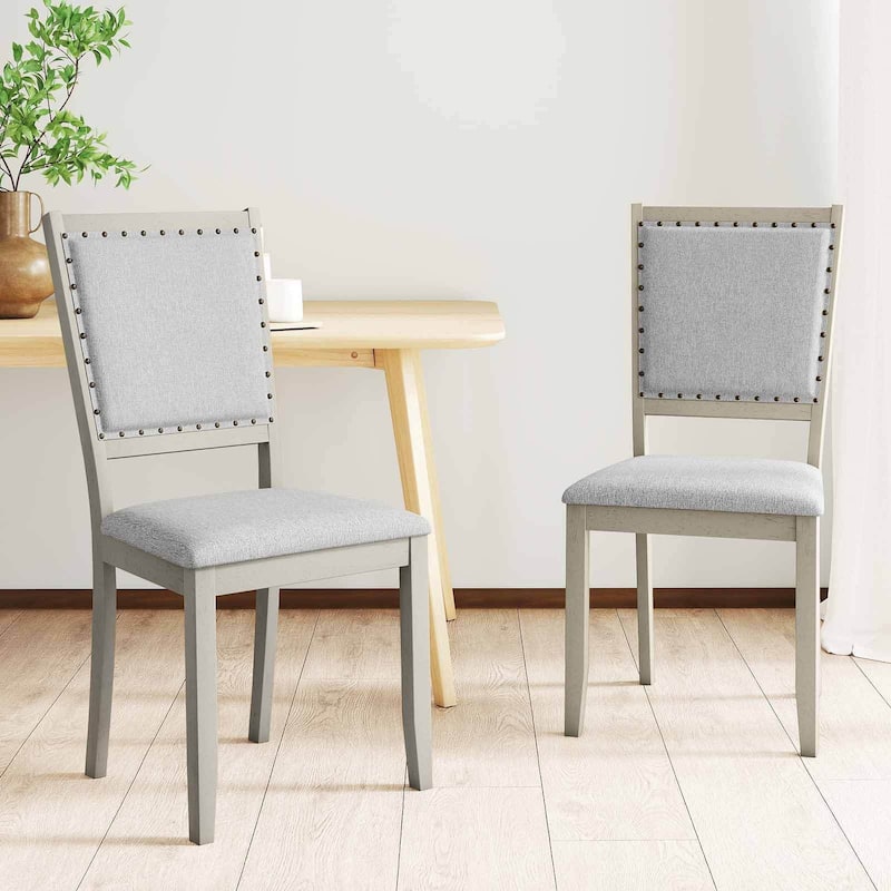 Costway 2/4 PCS Farmhouse Dining Chair Fabric Upholstered Kitchen