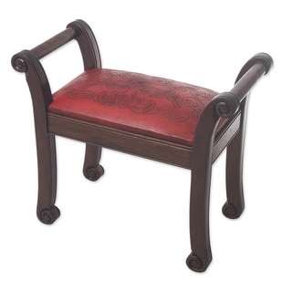 Novica Handmade Majestic Seat Mohena Wood And Leather Bench - Bed Bath ...