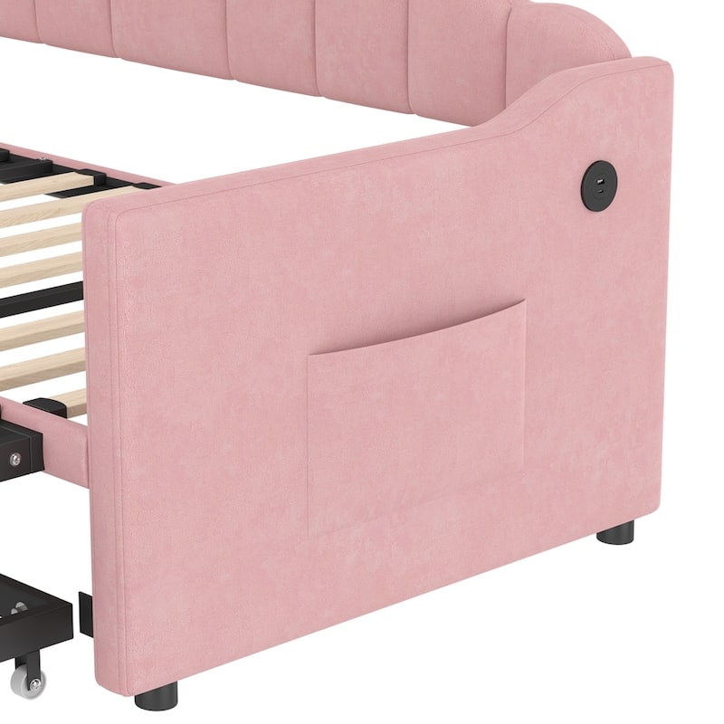 Upholstered Twin Size Daybed with Trundle