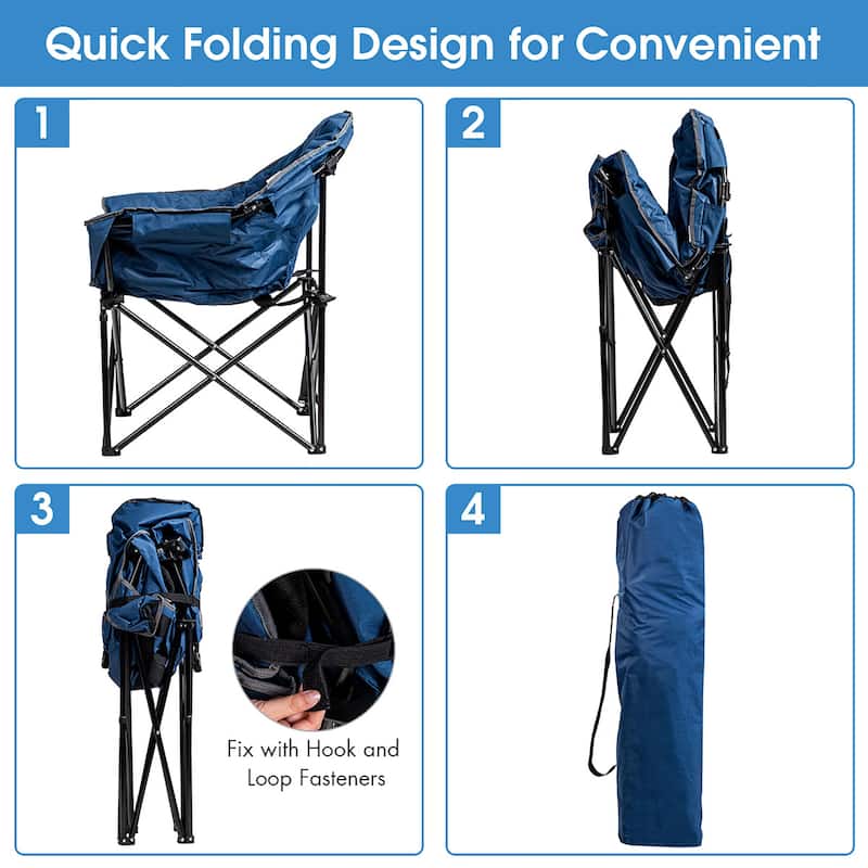 Costway Folding Camping Moon Padded Chair with Carry Bag Cup Holder - 32''x 31.5''x 35.5''