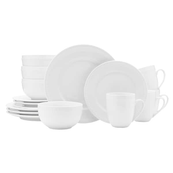 Everyday White by Fitz and Floyd Beaded 16 Piece Dinnerware Set