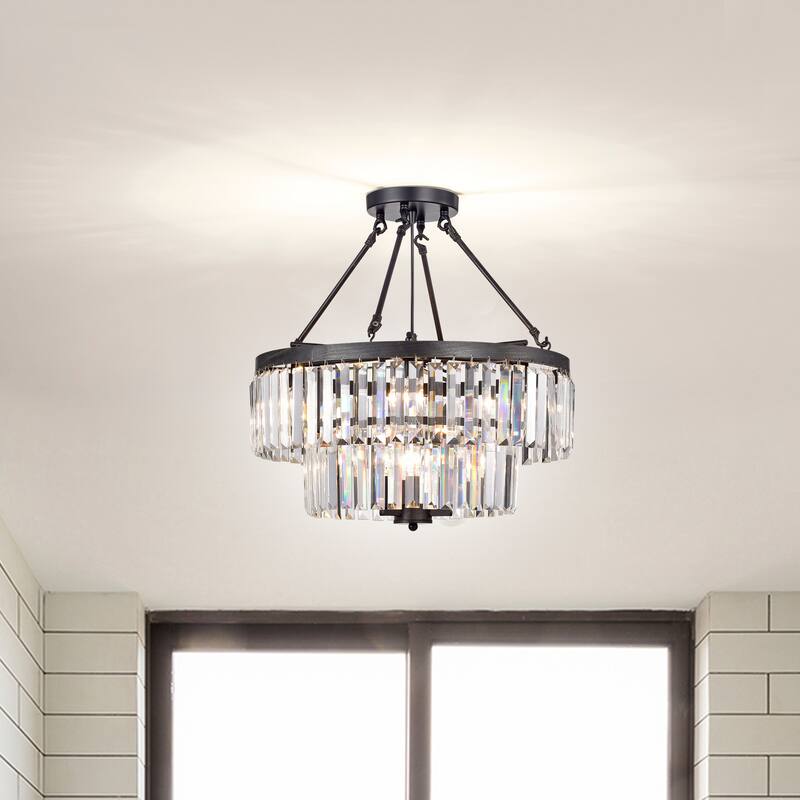 Alytus 9-Light Semi Flush Mount for Dining/Living Room Bedroom Office Foyer - Black Brushed Coffee