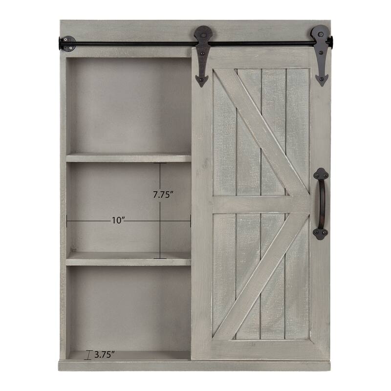 Cates Decorative Wood Wall Cabinet with Vanity Mirror and Barn Door