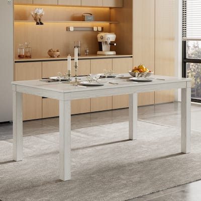 63 Inch Home Oak Wood Dining Table 6-Person Indoor Outdoor Table with Solid Wood Legs
