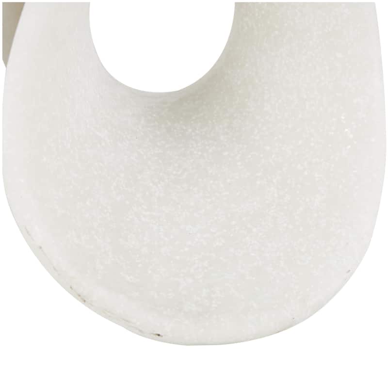 Polystone Abstract Wavy Shaped Decorative Sculpture with Cutouts and Speckled Texturing - White - Roche River Decor