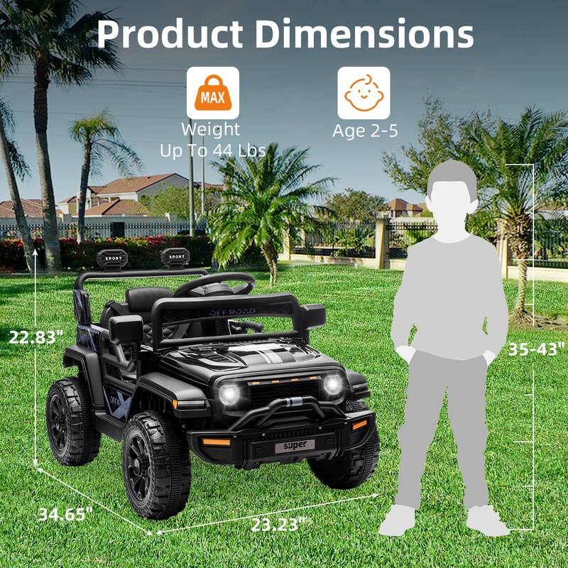 12V Electric Kids Ride on Truck, Toy Vehicle with Remote Control for Best Kids Gift