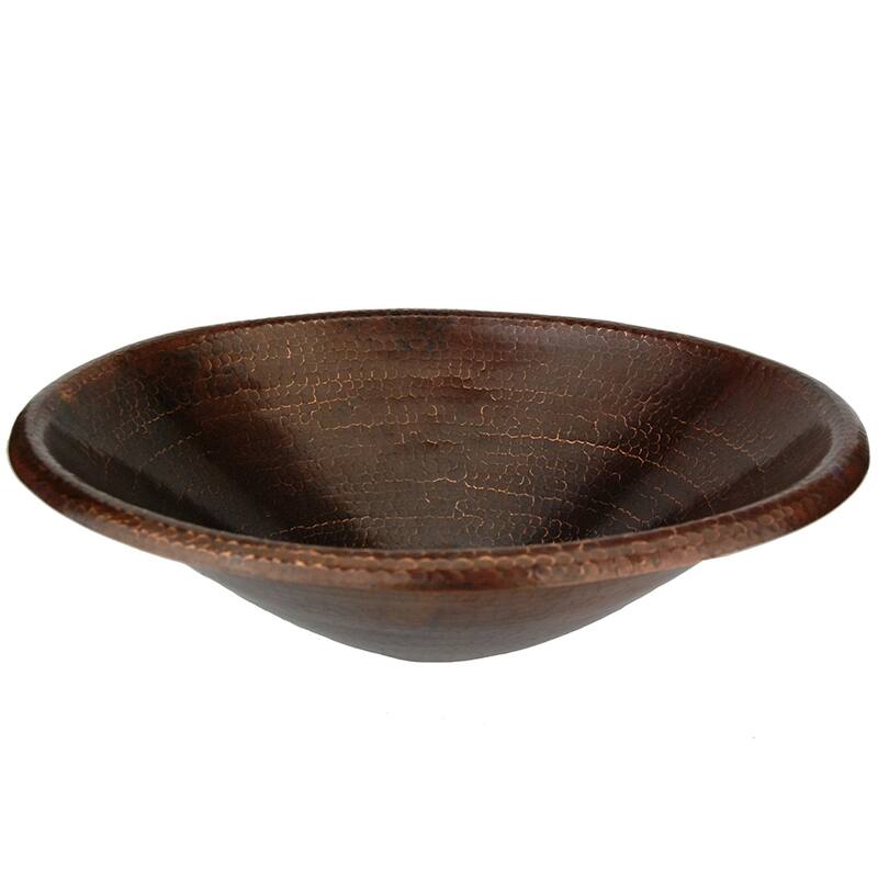 20" Master Bath Oval Self Rimming Hammered Copper Bathroom Sink, Matching Drain and Accessories