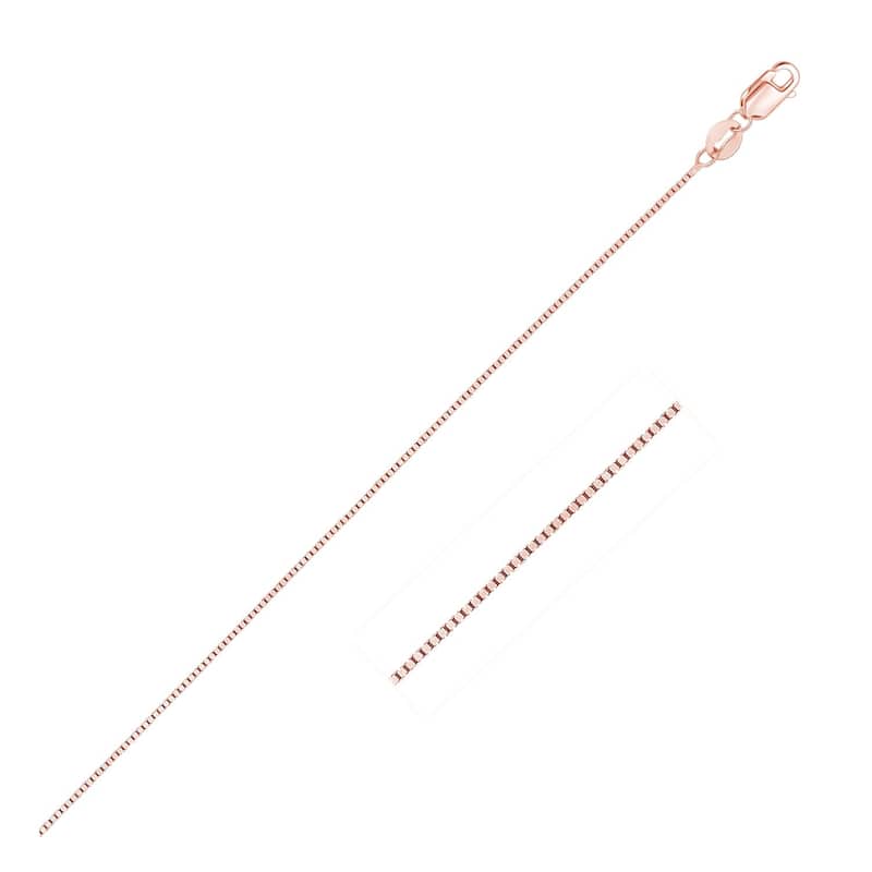 MayaMila 14k Solid Rose Gold Classic Box Chain Necklace 0.4mm