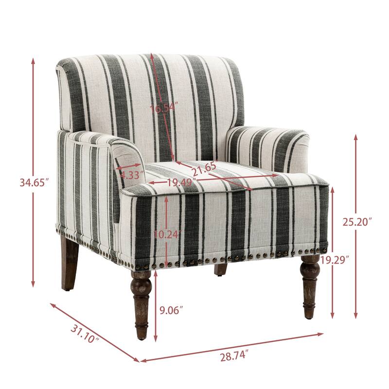 Modern Striped Accent Chairs with Arms