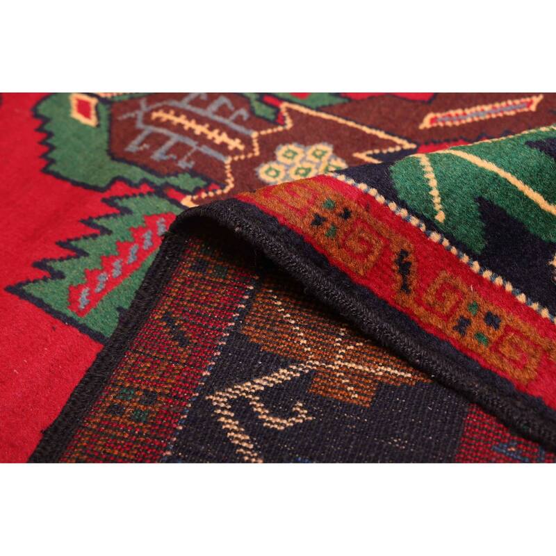 ECARPETGALLERY Hand-knotted Teimani Red Wool Rug - 3'4 x 6'2