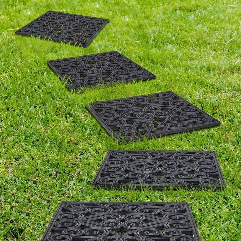 8 Pcs 15x15 Rubber Stepping Stones for Garden Walkway