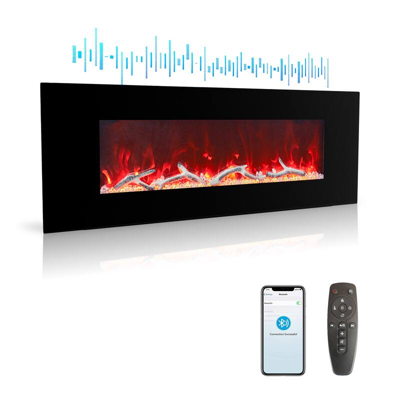 Clihome 42-72 inch Wall-mounted w/ RC (1500W) Electric Fireplace