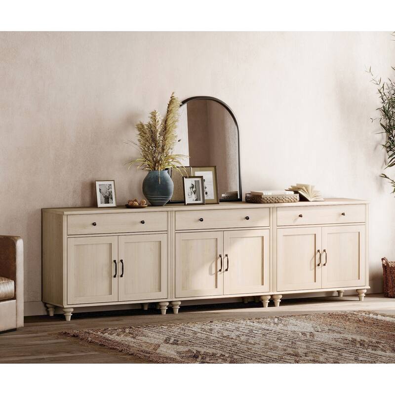 Farmhouse Sideboard, Buffet Cabinet with Storage Cabinets - 101inch - Beige