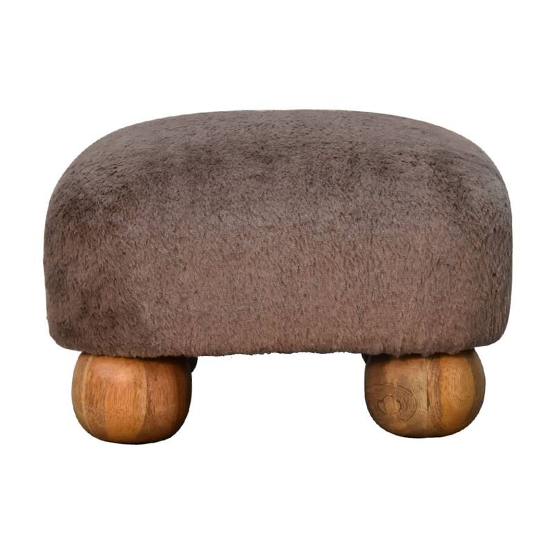 Stylish and Minimalist Faux Fur Footstool Easy to assemble - Grey - Large
