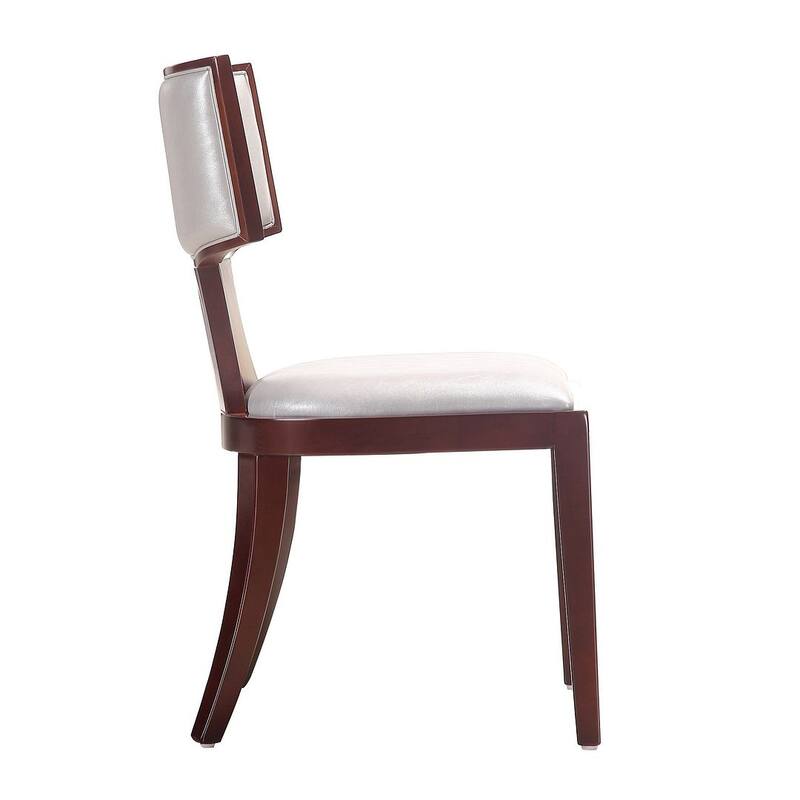 Pulitzer Pearl White and Walnut Faux Leather Dining Chair (Set of Two)
