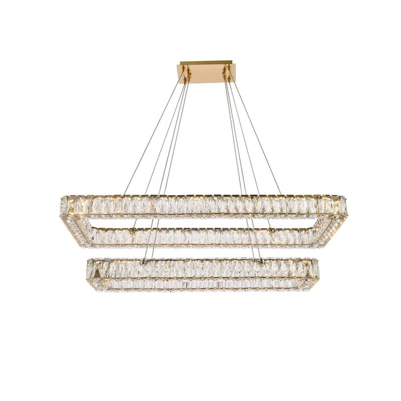 Elegant Lighting 3504G42L2 Monroe 42" Wide LED Crystal Linear - Gold