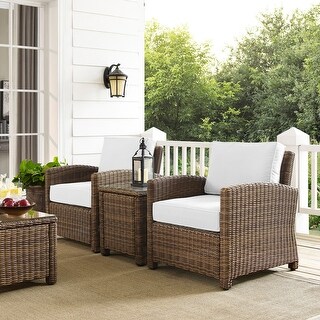 Crosley Bradenton 3Pc Outdoor Wicker Armchair Set Sunbrella On