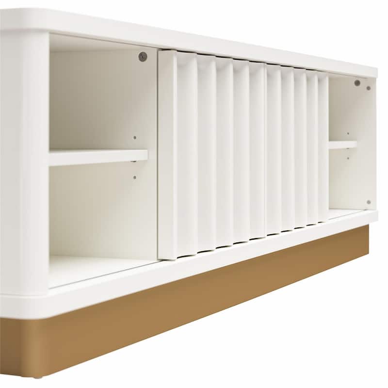 Anmytek White Gold Media Console TV Stand Modern Living Room Storage Entertainment Center