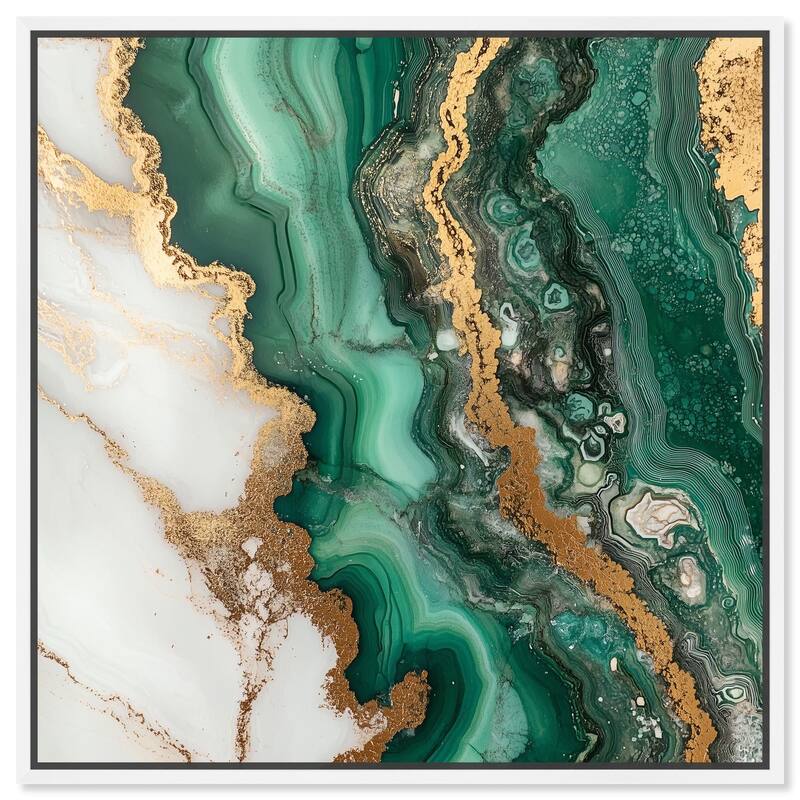 Malachite Majesty Canvas by Art Remedy - White - 16" x 16"