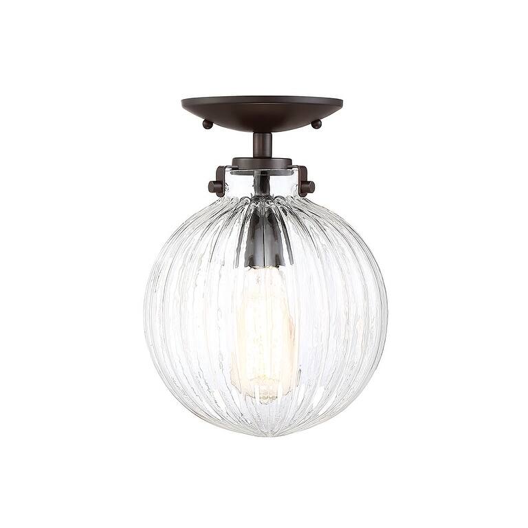 Meridian M60056 Single Light 8" Wide Semi-Flush Globe Ceiling Fixture - Oil Rubbed Bronze