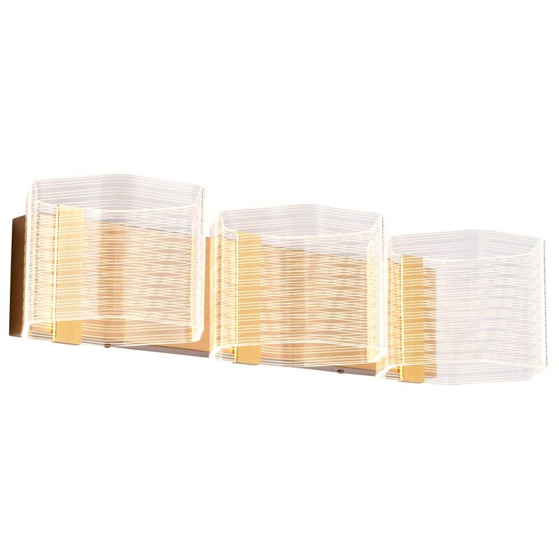 Kenzo LED 3 Light Vanity Vintage Brass Finish Light Guide Panel - Polished Anodized Bronze