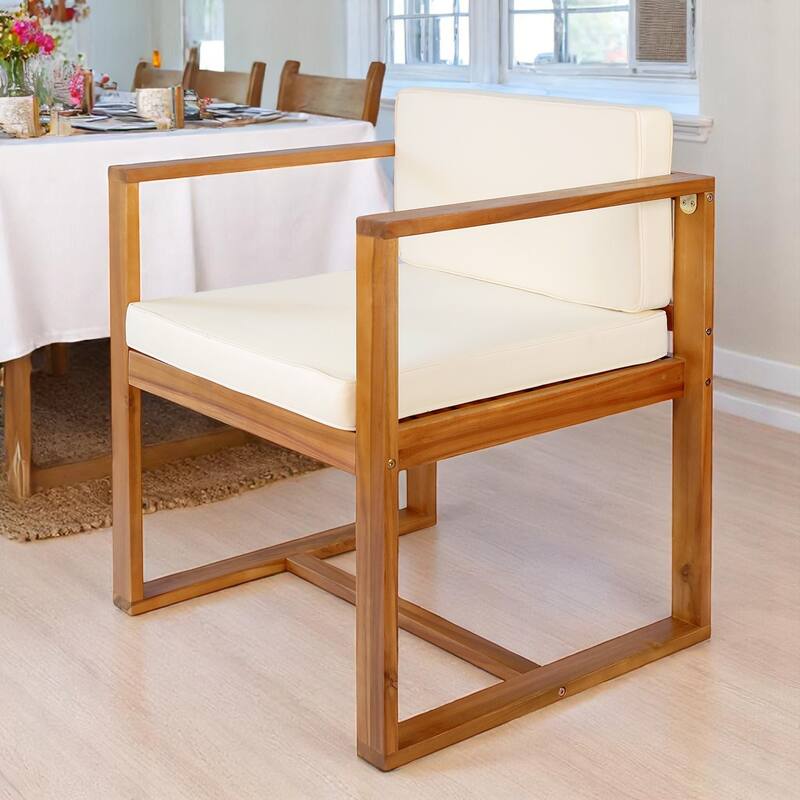 5-Piece Dining Table Set, Solid Acacia Wood Table with Iron Legs and 4 Matching Dining Chairs for Kitchen or Dining Room