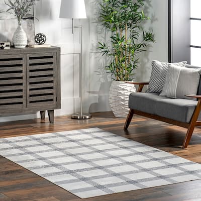 Nuloom Lenci SpinClean Modern Plaid Machine Washable Area Rug