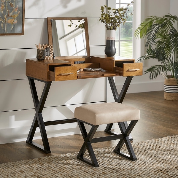 Carson Carrington Vanity Set With Flip Mirror & Power Strip. Opens flyout.