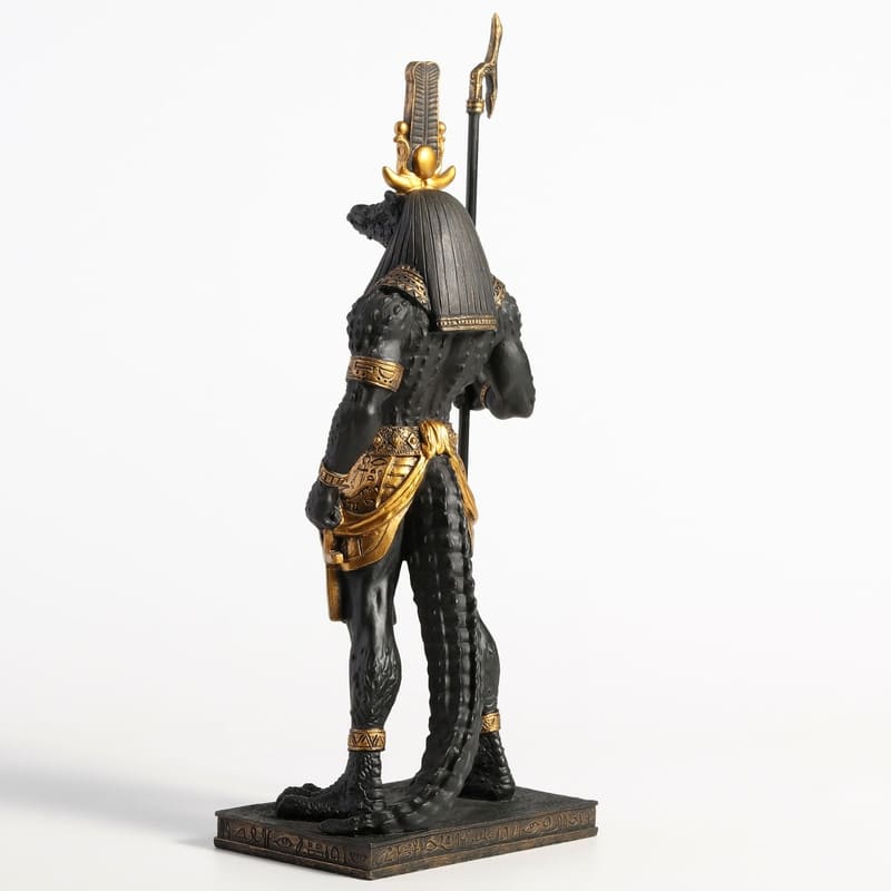 11.42 inches Height Polyresin Sobek - Egyptian God of the Nile Black and Gold Finish Figurine