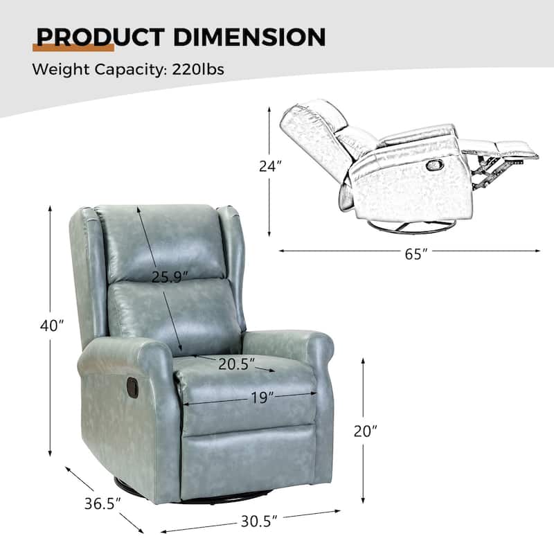 Baksoho Contemporary Faux Leather Swivel Nursery Chair with Metal Base by HULALA HOME