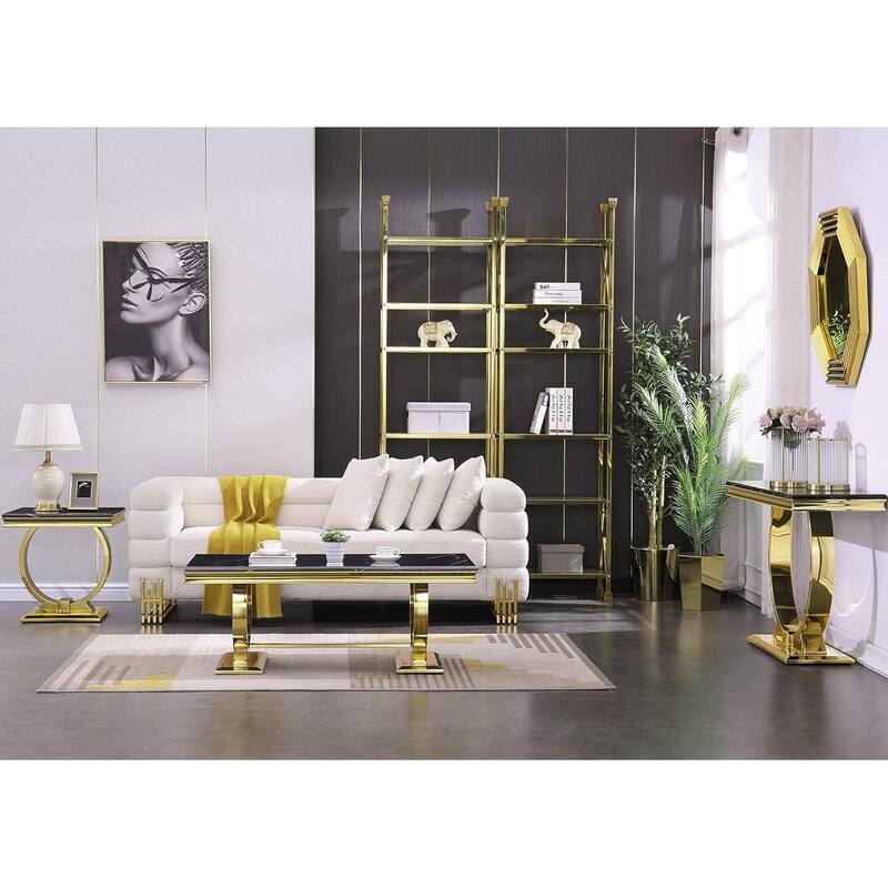 Modern metal End Table with Square Gloss Top and with metal U-shaped base