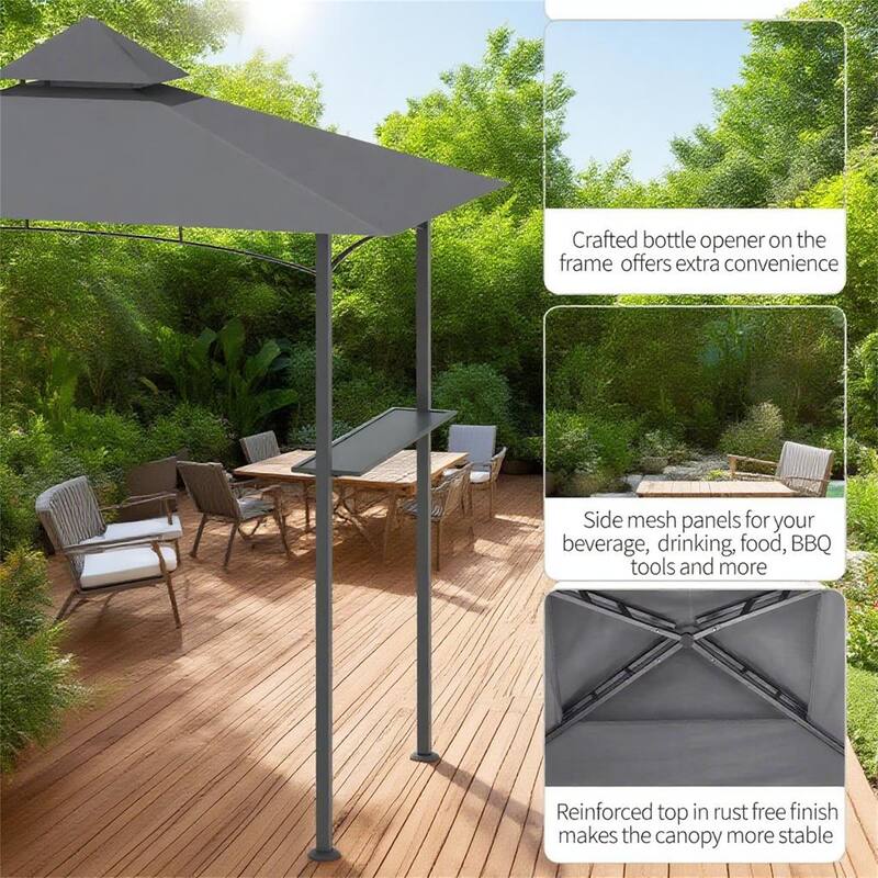 8' x 5' Grill Gazebo Outdoor BBQ Canopy for Patio Yard Garden
