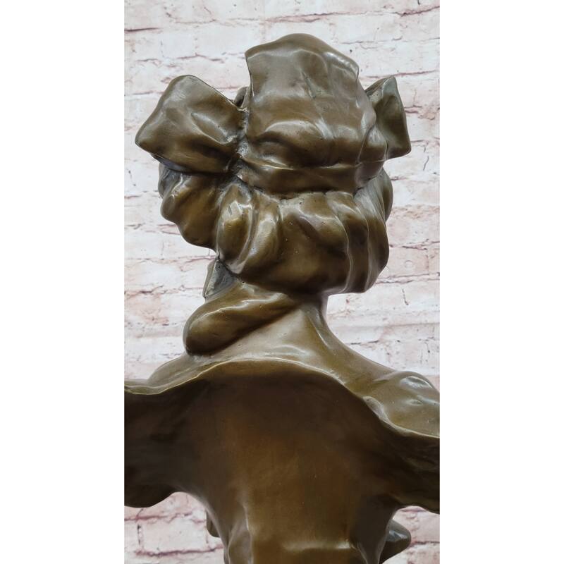 Bronze Bust Of A 19Th Century Young Woman On Marble Base Signed Original Thomas 21 Inches X 11 Inches