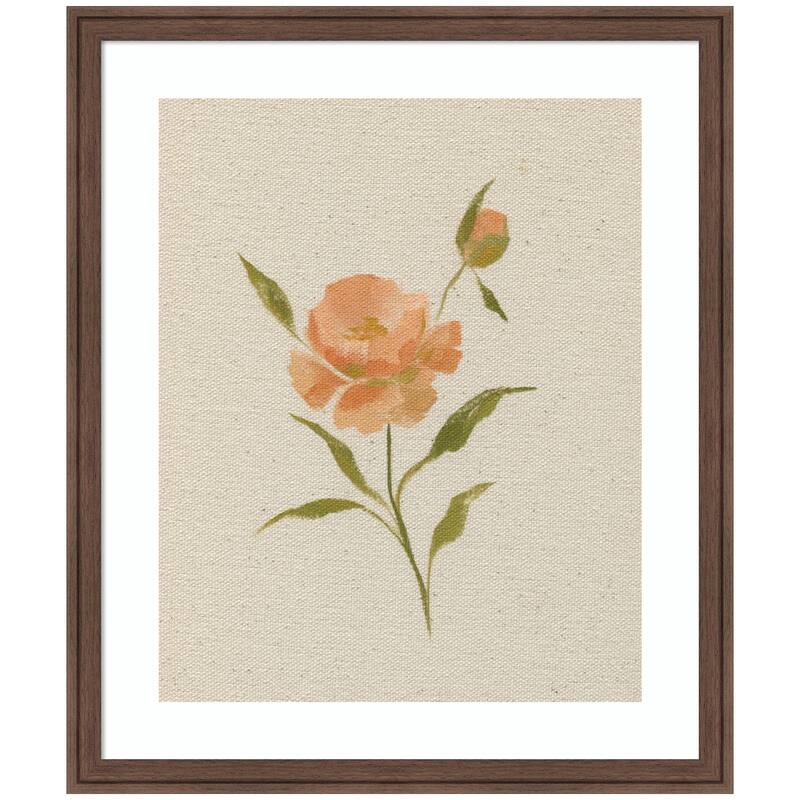Kate and Laurel AQ Simple Bloom No 7 by Annie Quigley Framed Wall Art Print - 22 x 26 - Brown