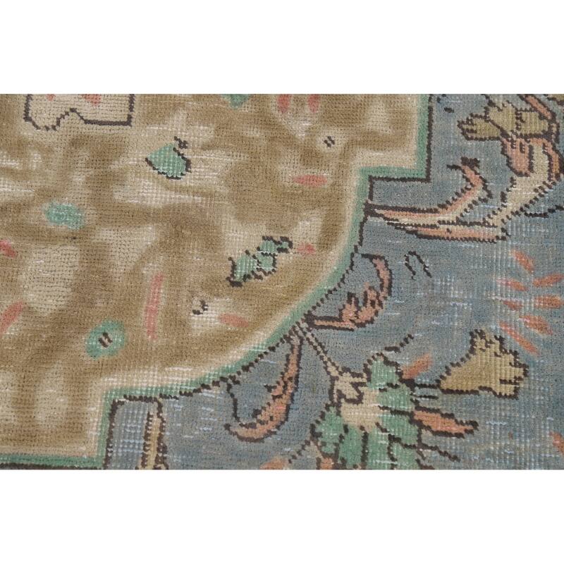 Blue Tabriz Persian Vintage Area Rug Hand-Knotted Wool Carpet - 9'6" x 12'8"
