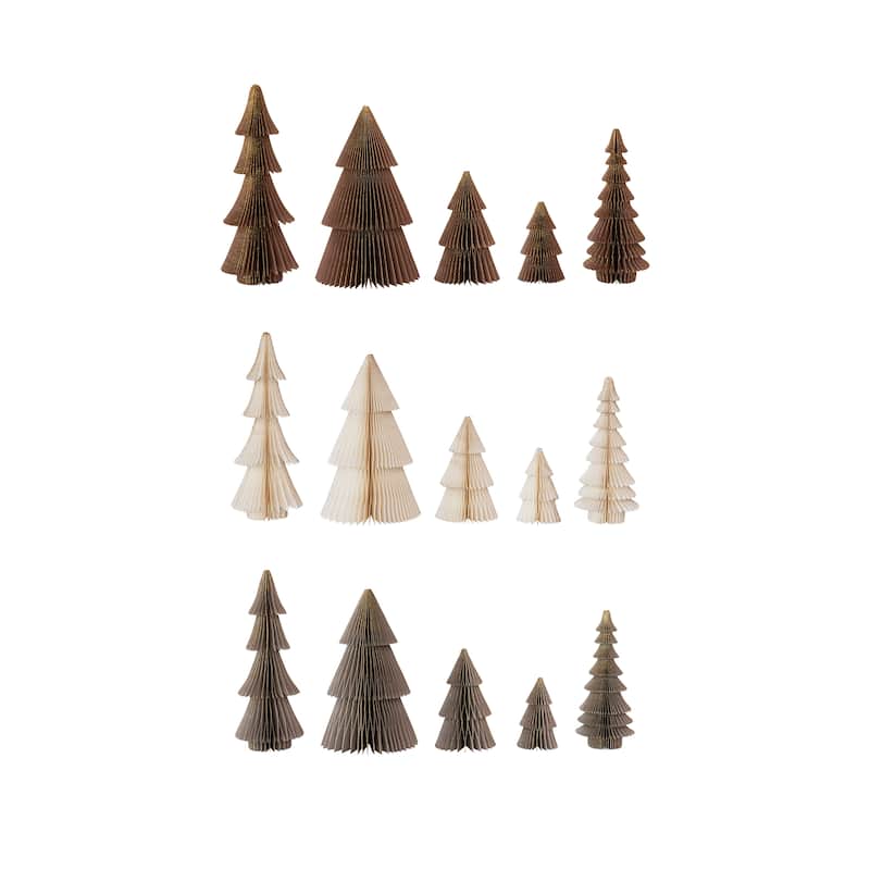 Paper Folding Honeycomb Trees with Glitter, Set of 5 - Multi