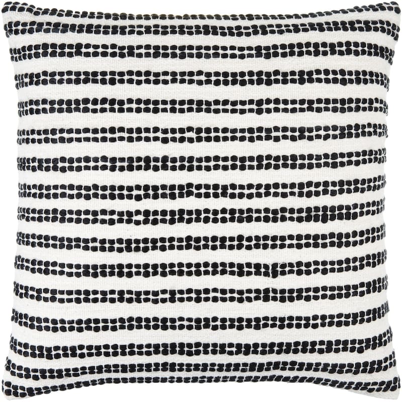 Montoya Embroidered Stripe Coastal Throw Pillow - 18"L x 18"W - Down - Black / Double Stripe