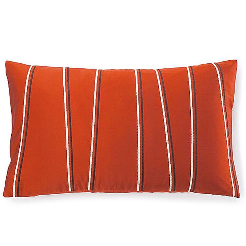 Jiti Blue Abstract Uneven Striped Patterned Silk Accent Rectangle Lumbar Pillows Cushions for Sofa Chair 12 x 20 - Feather - Indoor/Outdoor - Orange