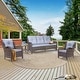 preview thumbnail 20 of 50, 4 Piece Outdoor High Back Wicker Patio Conversation Furniture Sets Grey-Brown Rattan