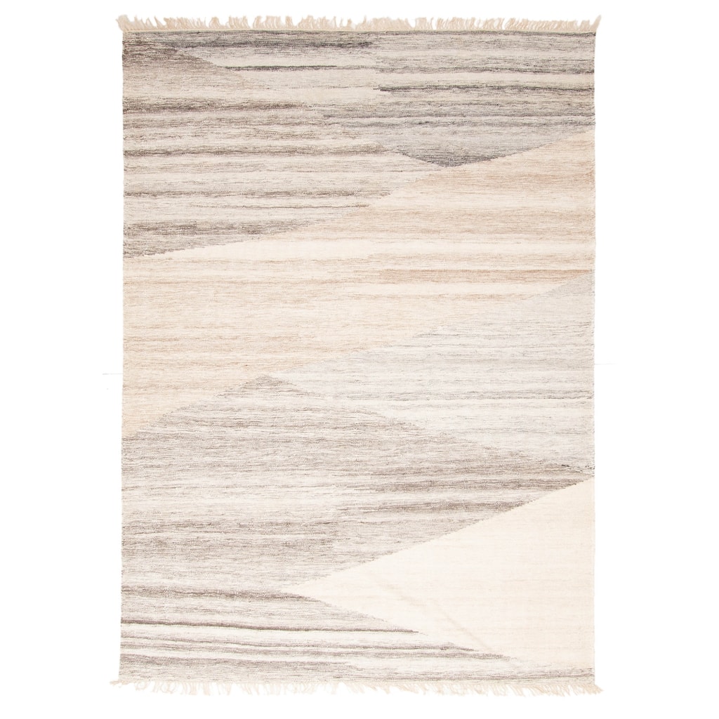 ECARPETGALLERY Flat-Weave Ankara FW Cream Wool Kilim - 5'3 x 7'7