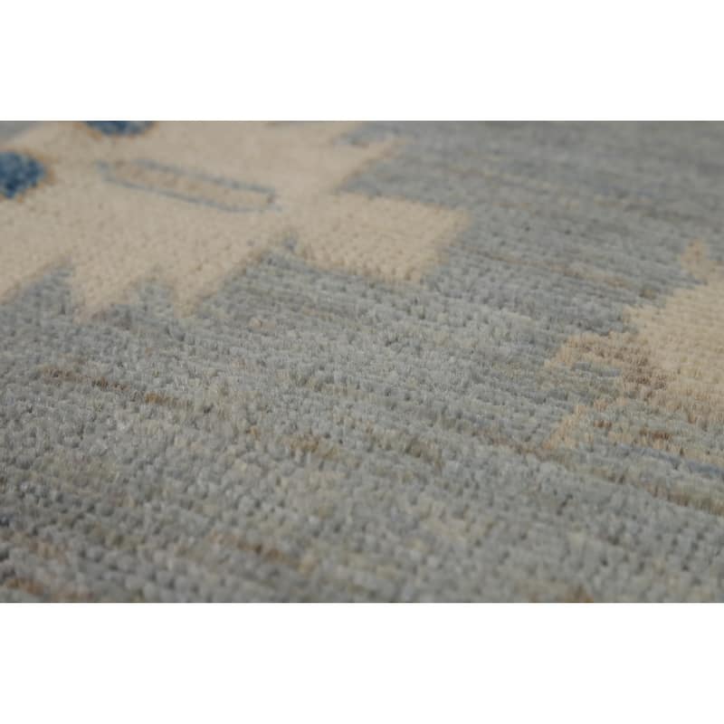 Hand Knotted Oriental 100% Wool Carpet Transitional All-Over Navy Blue & Blues Oushak Area Rug - 9' 11'' X 8' 6''