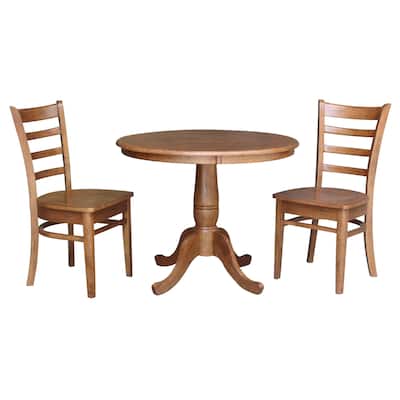 36" Round Top Pedestal Table with 2 Emily Chairs