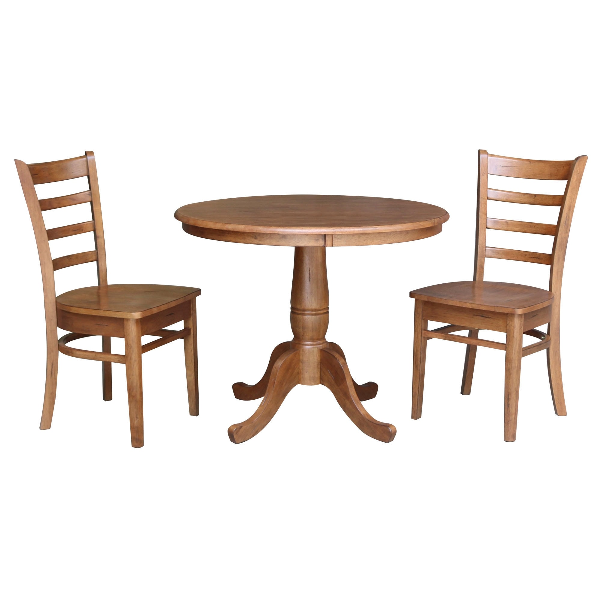 36" Round Top Pedestal Table with 2 Emily Chairs